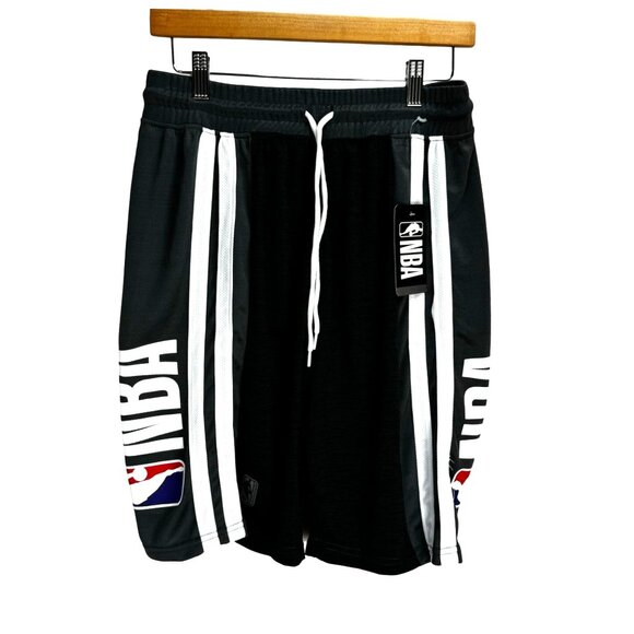 NBA Official Basketball Shorts Small Black Grey  & White Polyester Net-Dry Comfo - Picture 1 of 8